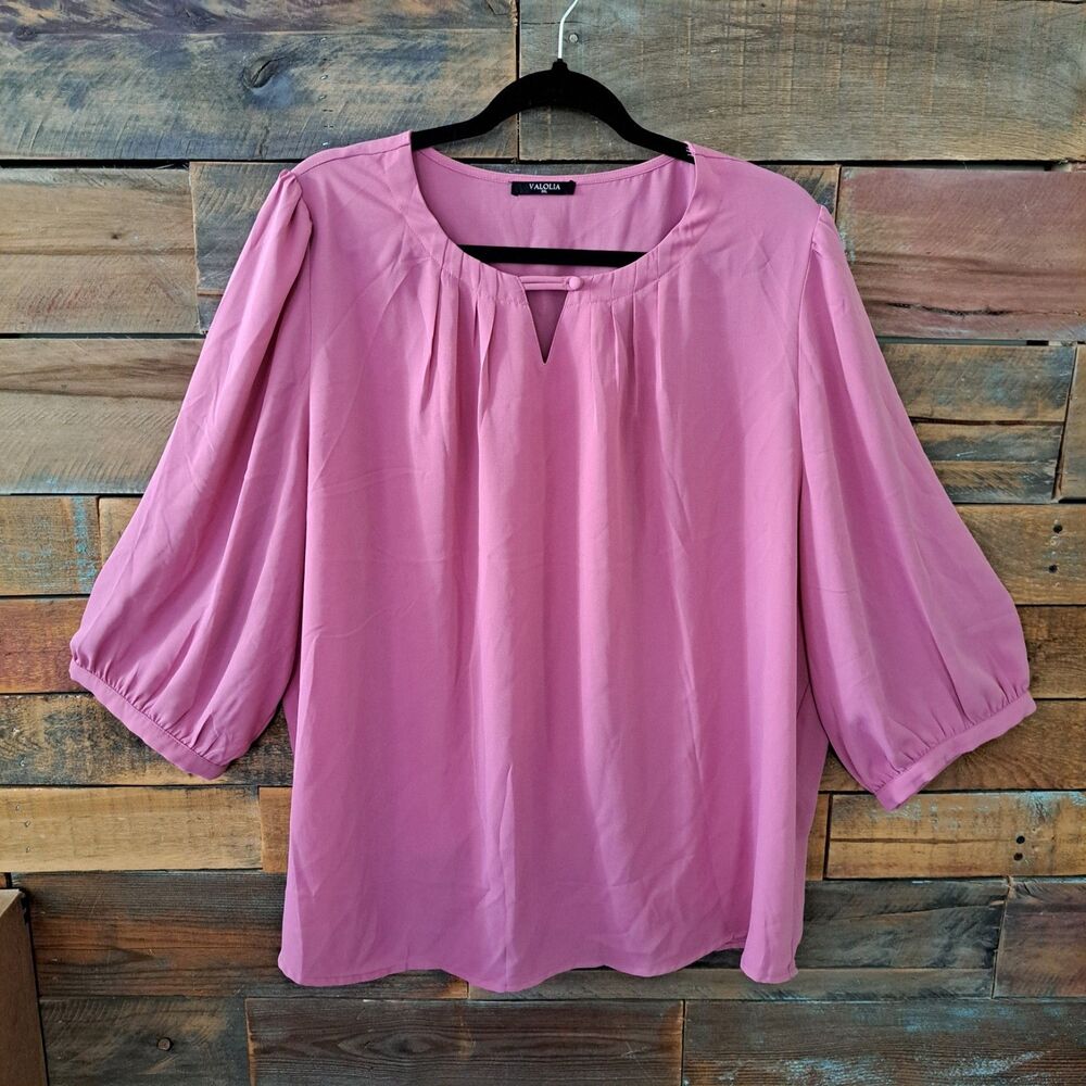 Valolia Women's Mauve Blouse Size XXL, 3/4 Sleeve, Lightweight, Nice details